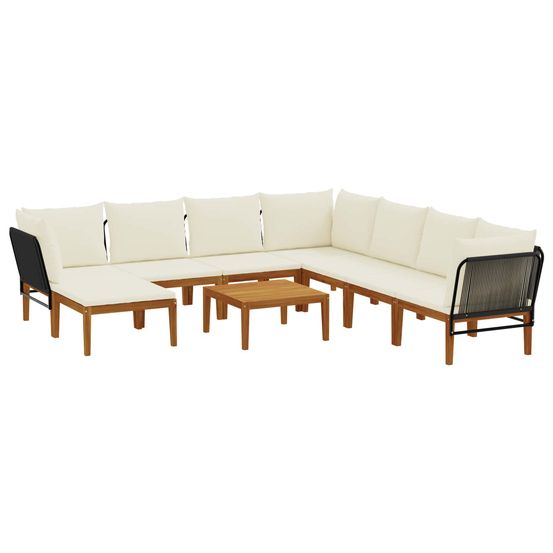 9 pc bois d'acacia massif et corde naturel