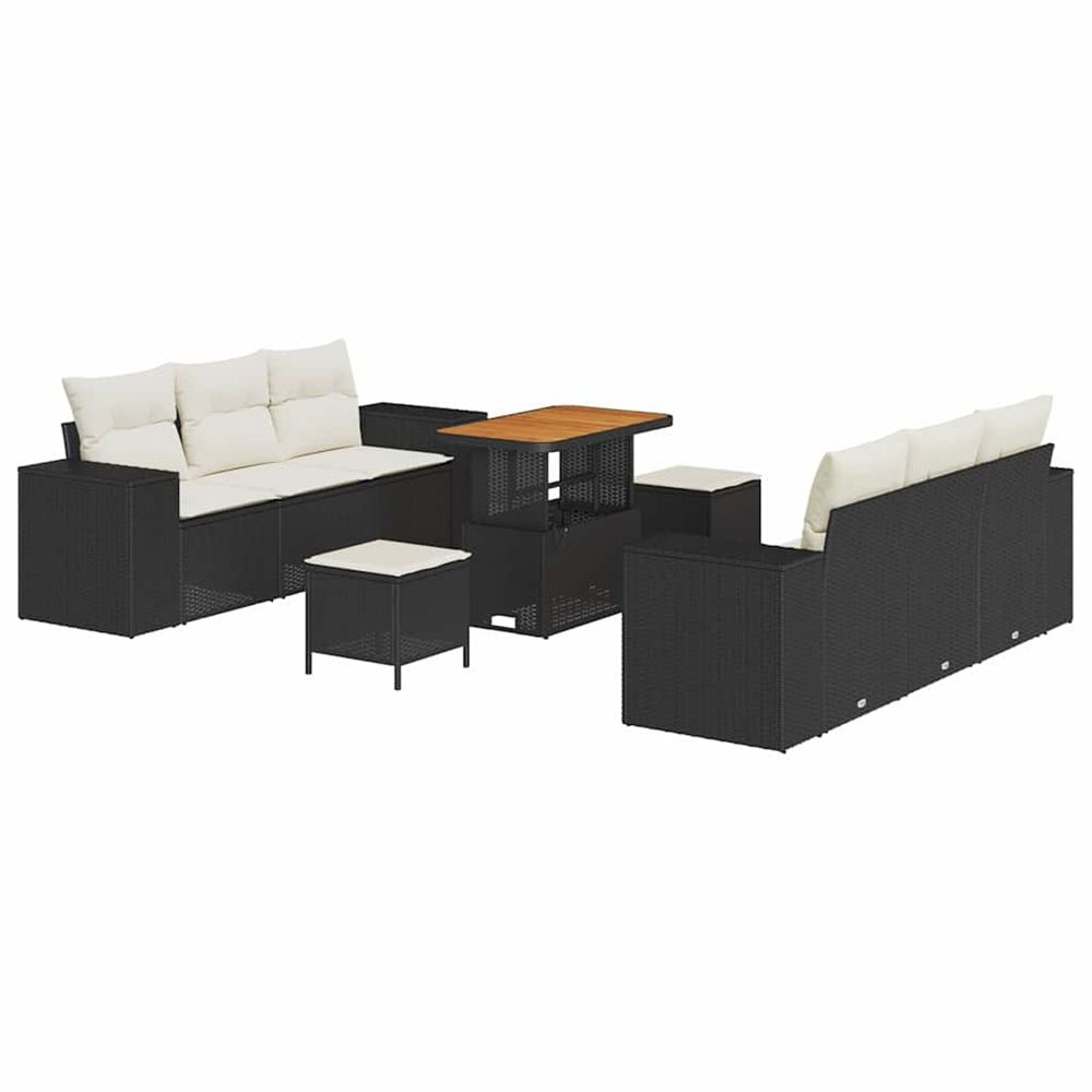 Ensemble de canapé de jardin 9 pc noir poly rotin