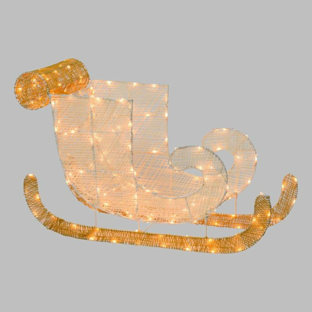 Traîneau lumineux 3d 77xh54cm avec 180 led en métal blanc ip44