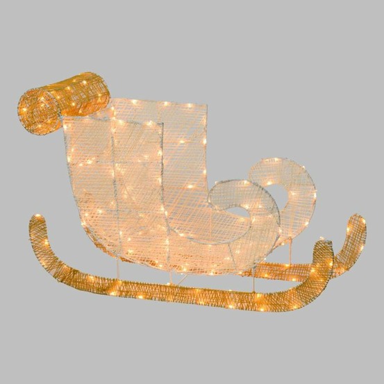 Traîneau lumineux 3d 77xh54cm avec 180 led en métal blanc ip44