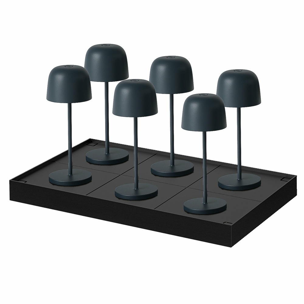 6 lampes avec plateau de chargement sophia gris anthracite aluminium h20cm