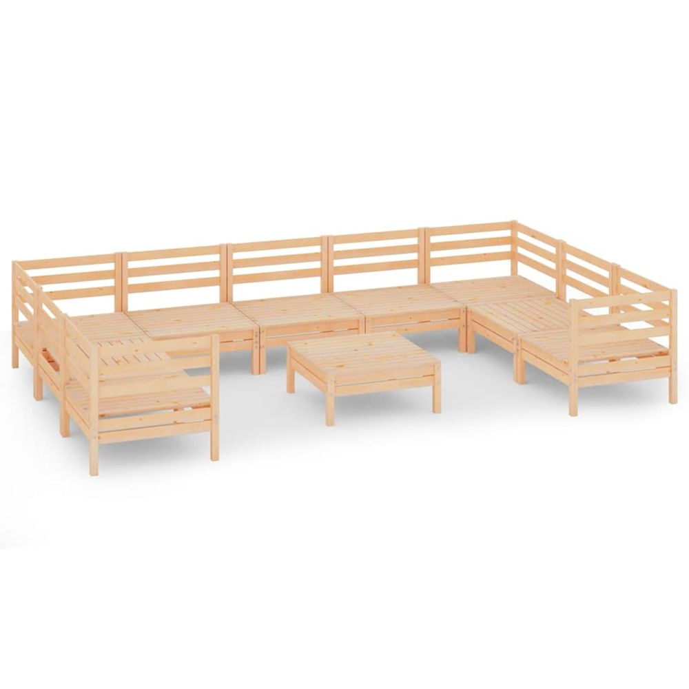 Salon de jardin 10 pcs bois de pin massif