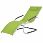 Chaise longue avec oreiller aluminium et textilène vert