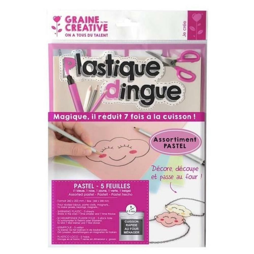 Plastique fou 5 feuilles 26,2 x 20,2 cm - couleurs pastel