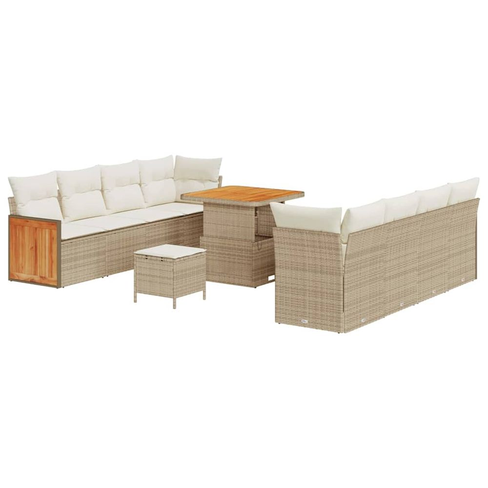 Ensemble de canapé de jardin 12 pcs beige et crème polyrotin