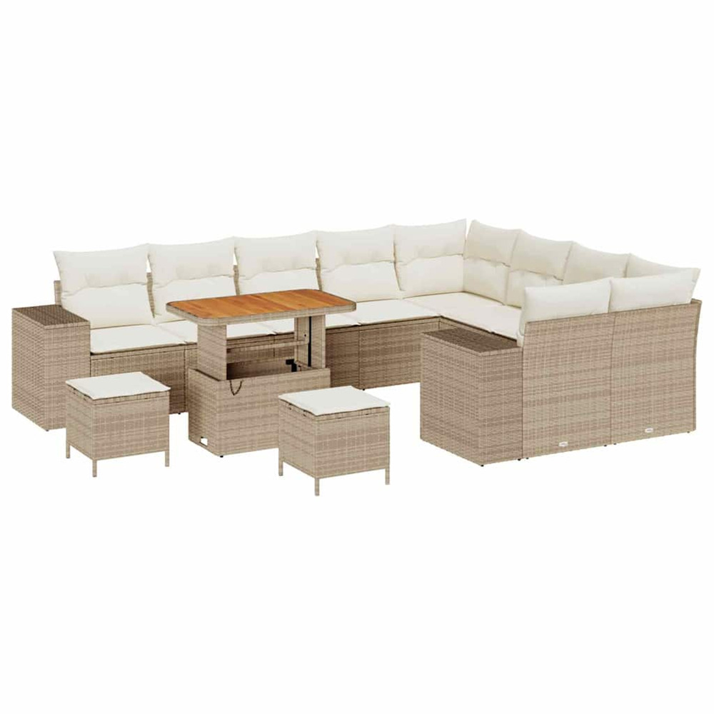 Ensemble de canapé de jardin avec coussin 12 pcs beige et crème