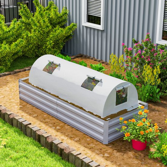 Serre tunnel jardin acier pe châssis potager protection hivernage 200x80x45cm blanc - comfortxl outdoor living
