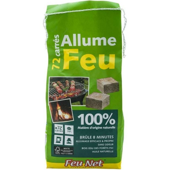 Décamp - allume feu en sac 72 carres feu net barbecue