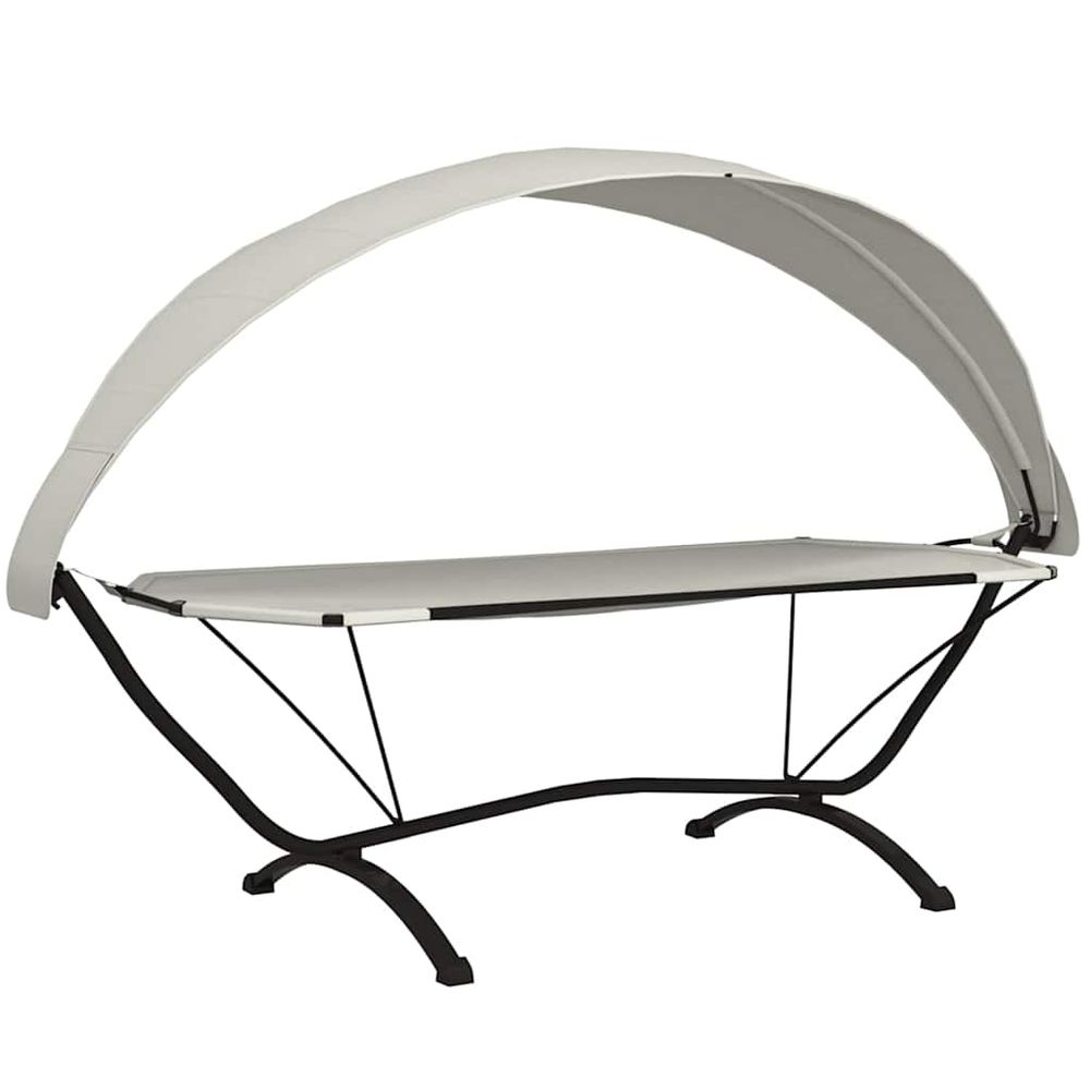Lit de repos d'extérieur et auvent crème acier et tissu oxford