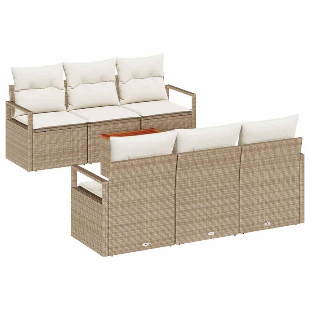 Ensemble de canapé de jardin 7 pc beige et crème polyrotin