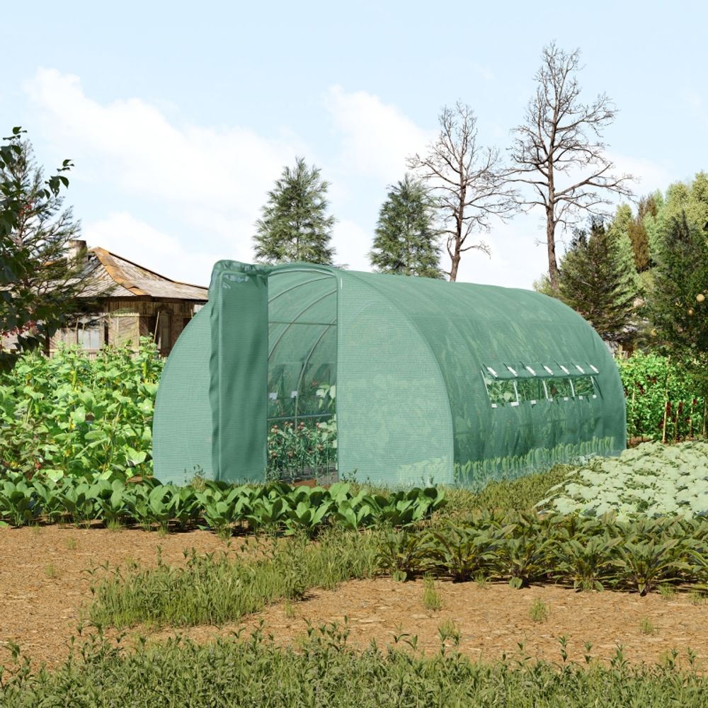 Serre tunnel pe métal galvanisé 600 x 300 x 200 cm verte pour potager protection 4 saisons - comfortxl outdoor living