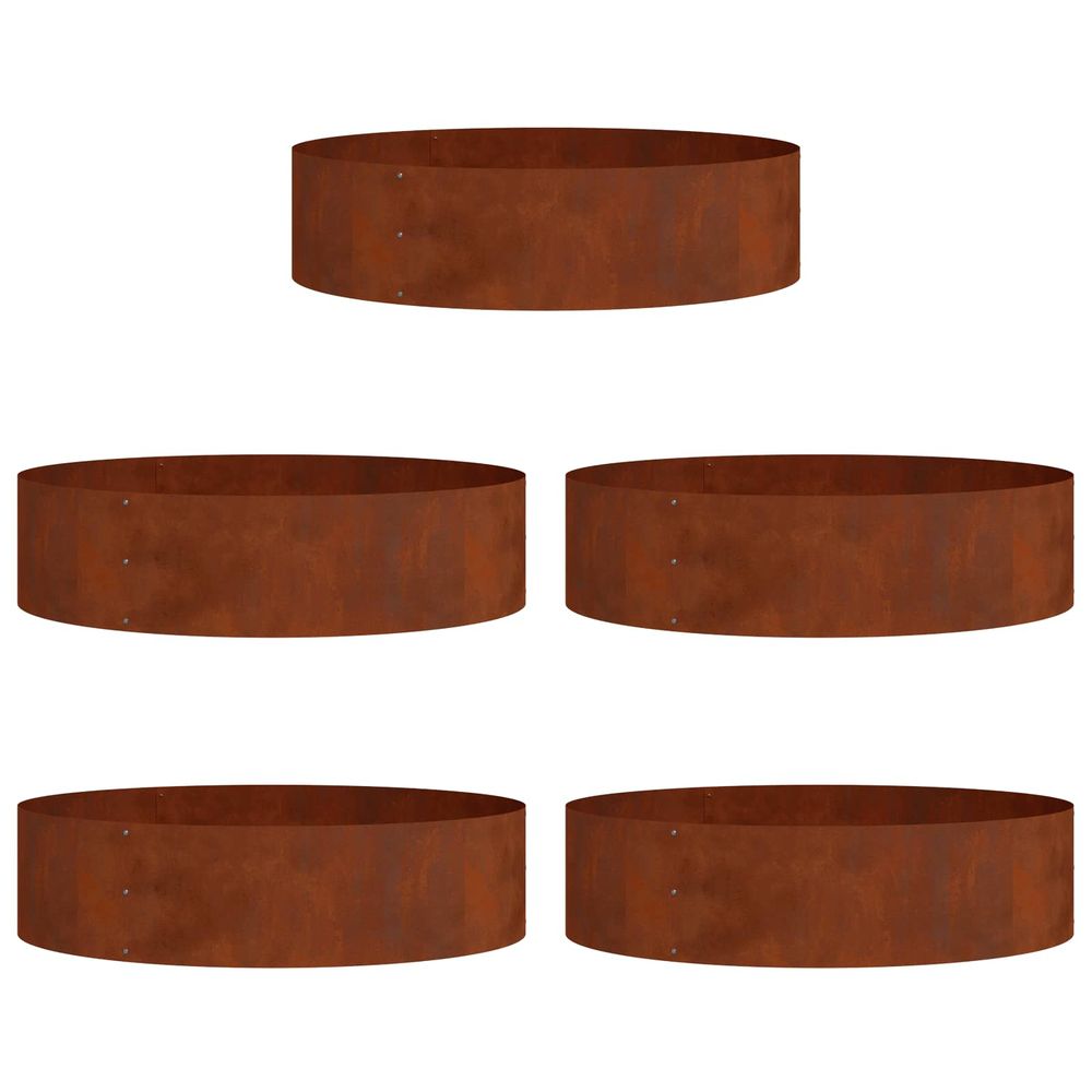 Anneau de jardinière 5 pc rouillé 80 x 80 x 20 cm acier patiné