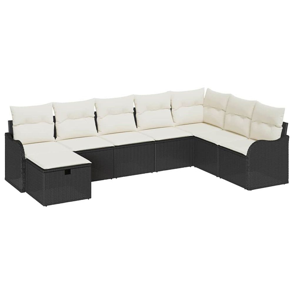 Ensemble de canapé de jardin 8 pc noir polyrotin