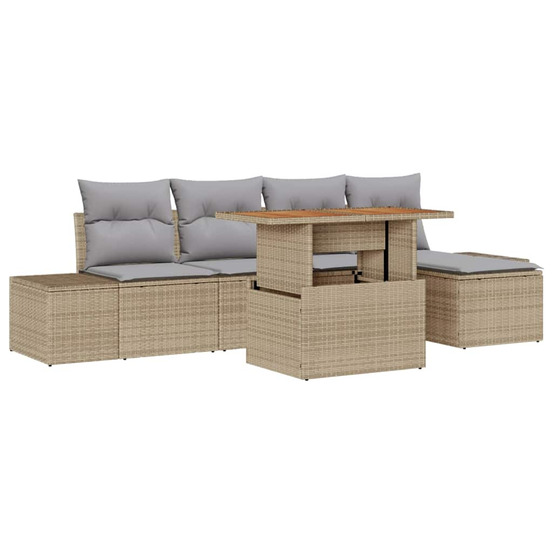 Ensemble de salle à manger pour jardin 6 pcs beige et gris