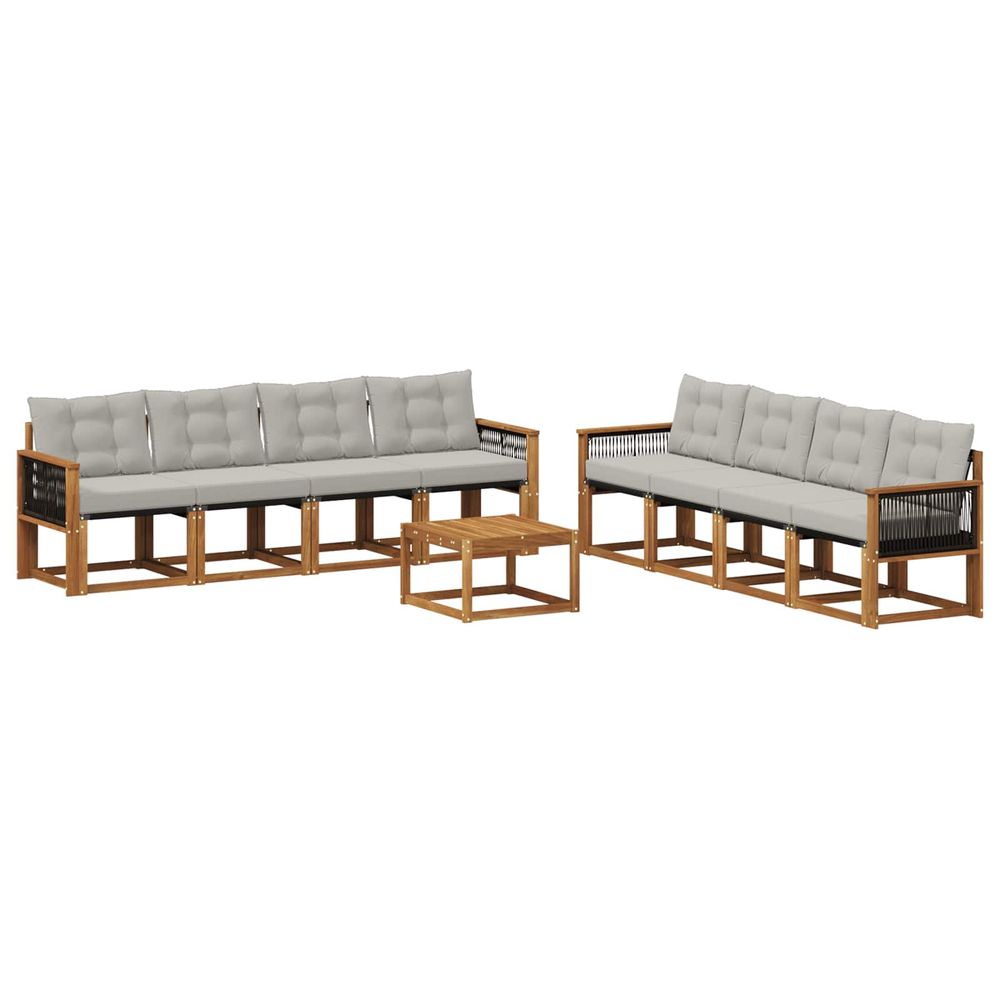 Ensemble de canapés d'extérieur 9 pc naturel et gris clair