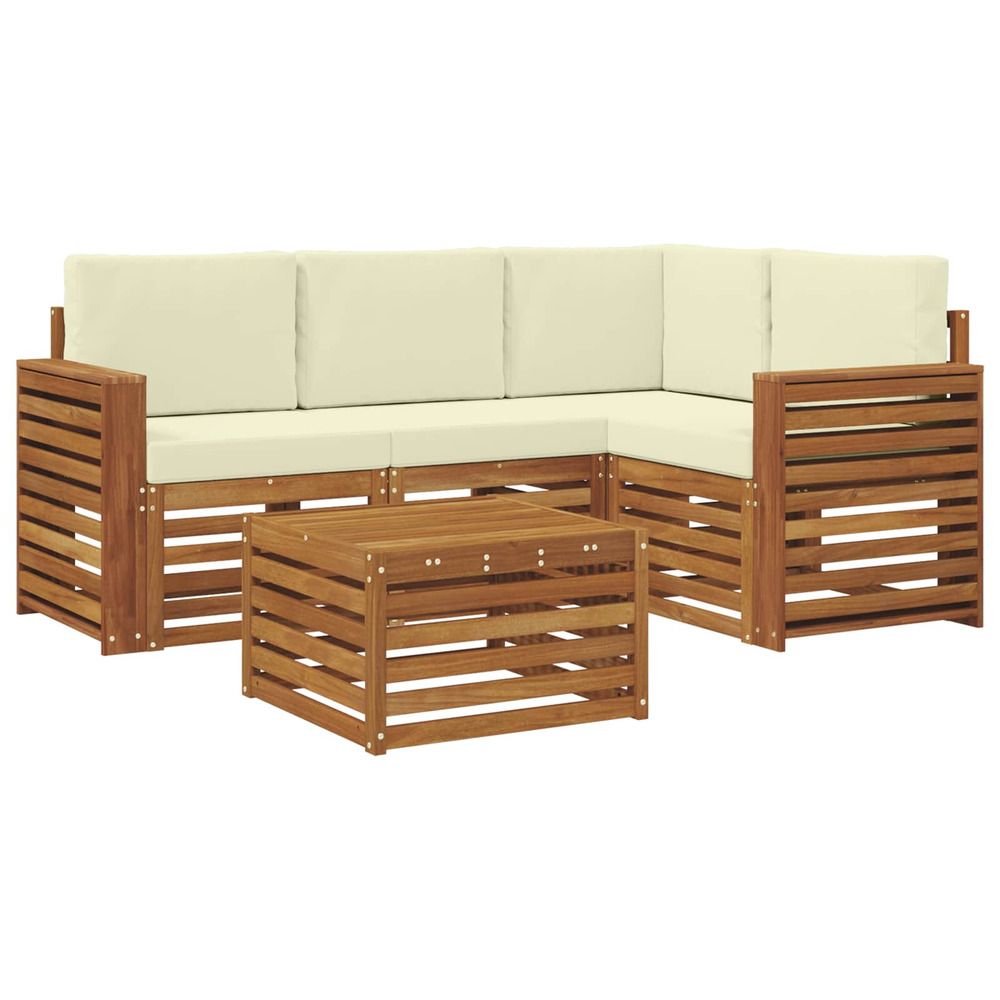 Ensemble de canapés d'extérieur 5 pc naturel et crème polyester