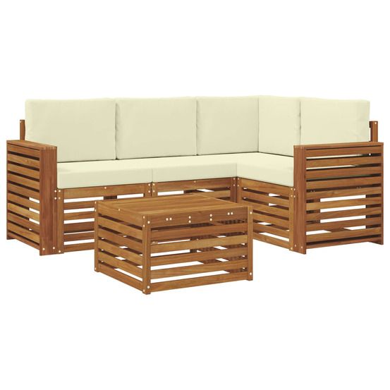 Ensemble de canapés d'extérieur 5 pc naturel et crème polyester