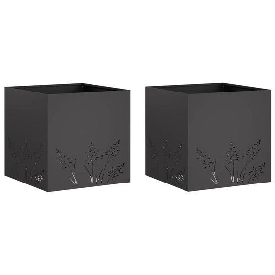 Cache-pot de jardin 2 pc noir 50 x 50 x 49 cm