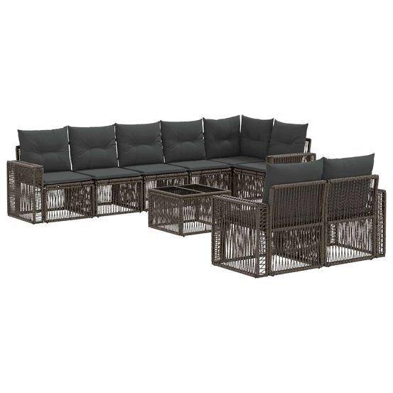 Ensemble de canapé de jardin 9 pc gris et gris foncé polyrotin