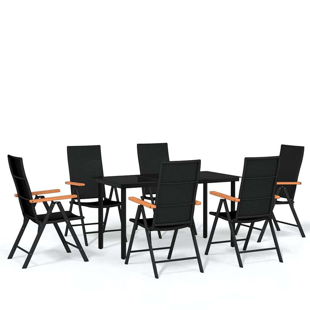 Ensemble à manger de jardin 7 pcs noir
