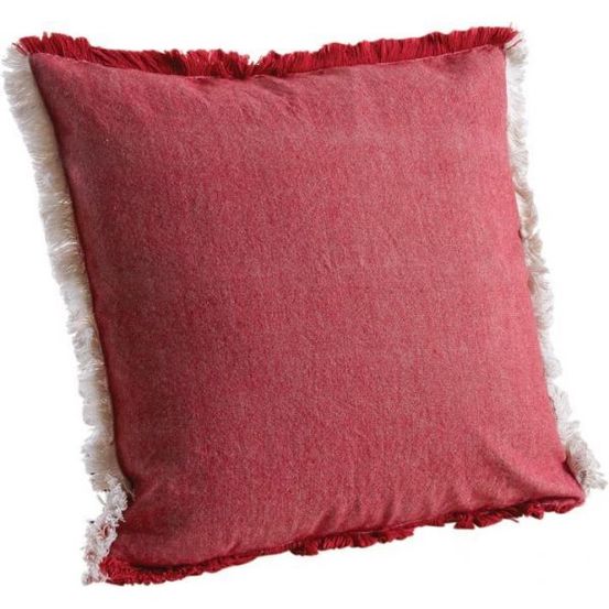 Coussin en coton avec franges rouge