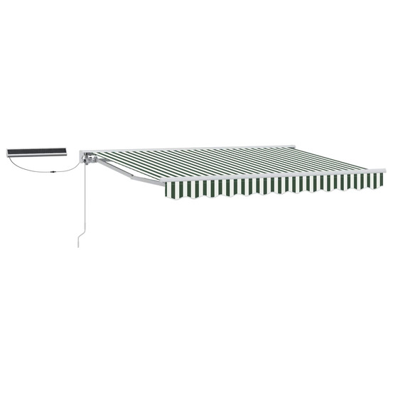 Auvent rétractable électrique vert et blanc 3,5 x 2,5 m