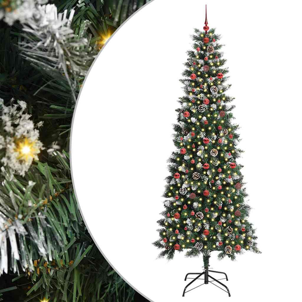 Sapin de noël artificiel vert 240 cm pvc, plastique et acier