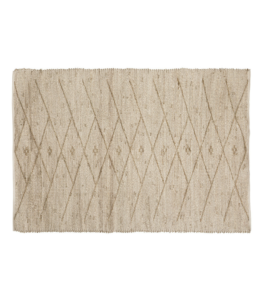 Tapis décoratif en coton et sisal blanc et naturel 120 x 170 cm