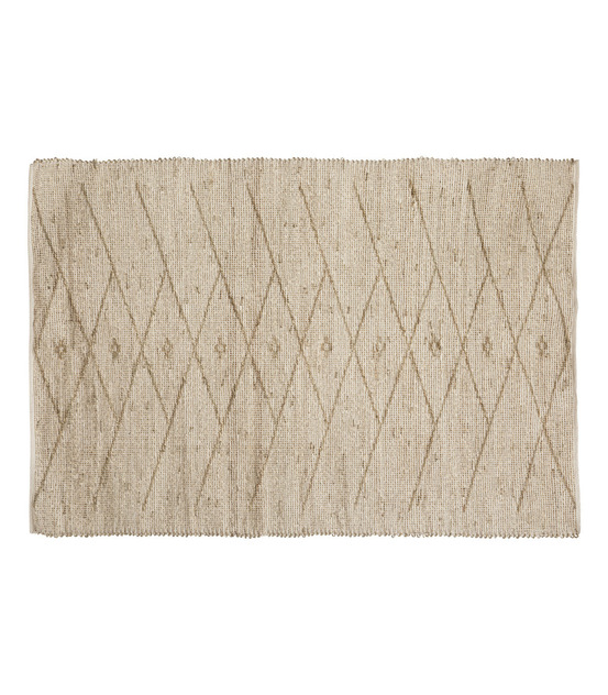 Tapis décoratif en coton et sisal blanc et naturel 120 x 170 cm