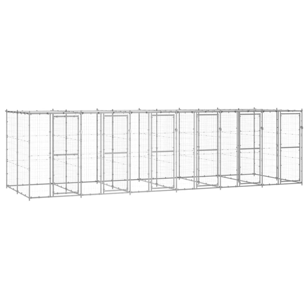 Chenil extérieur acier galvanisé avec toit 14,52 m²