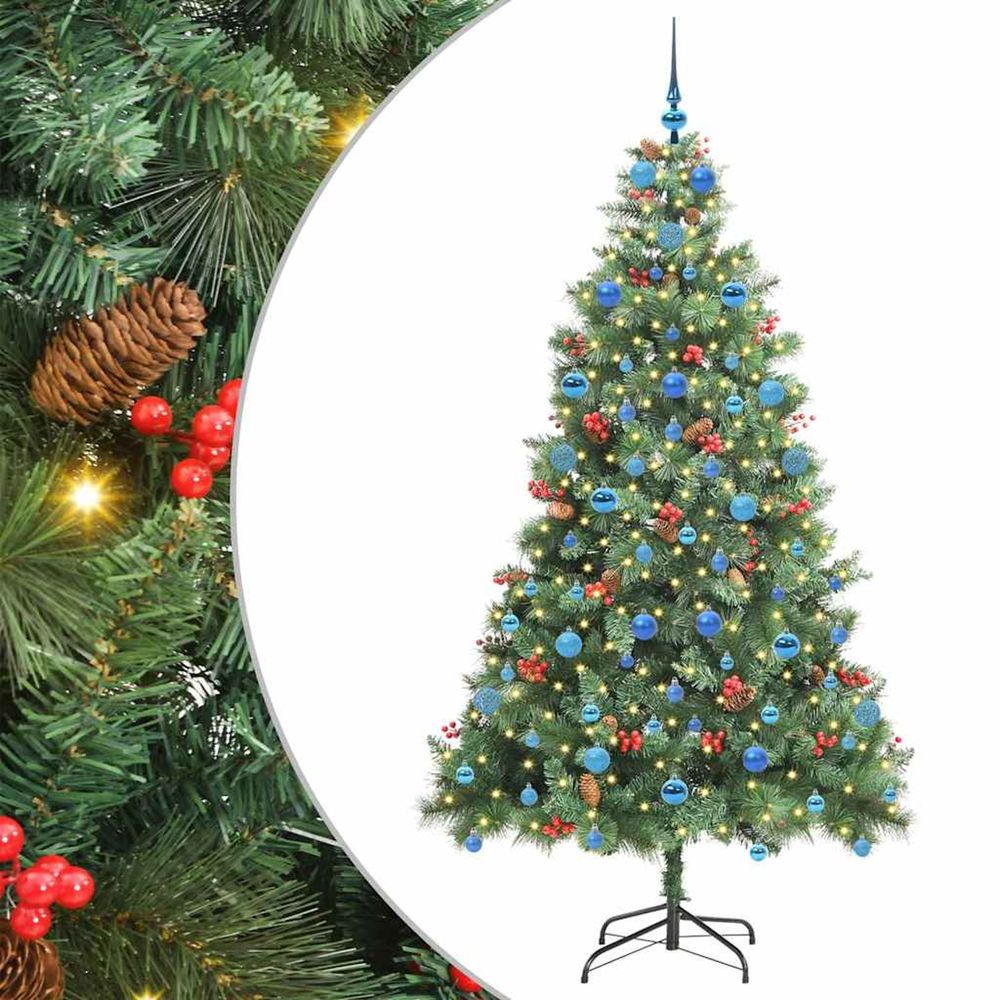Sapin de noël artificiel 300 led blanc chaud pvc et métal vert