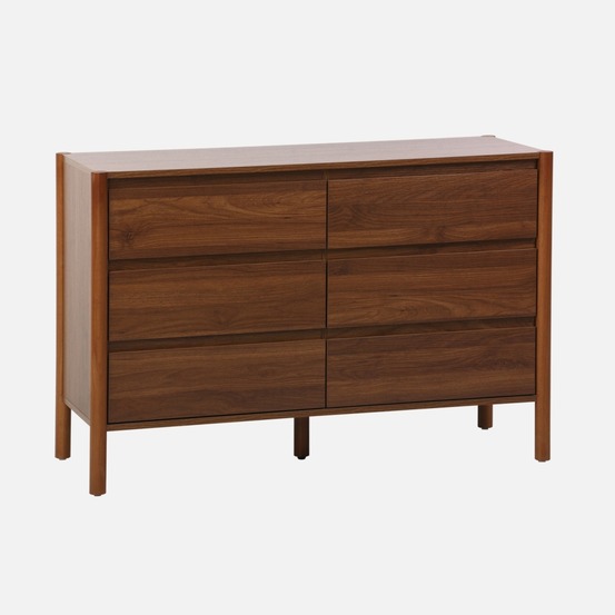 Commode décor bois 6 tiroirs 120cm - 120 x 42 x 78,5 cm - harmony