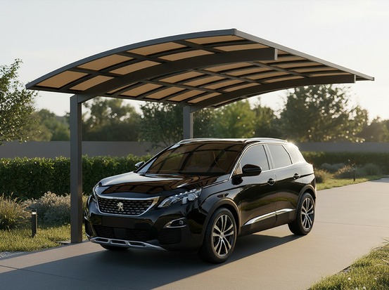 Carport aluminium autoportant bolton - 500 x 300 - 1 voiture - toiture en polycarbonate traite anti-uv