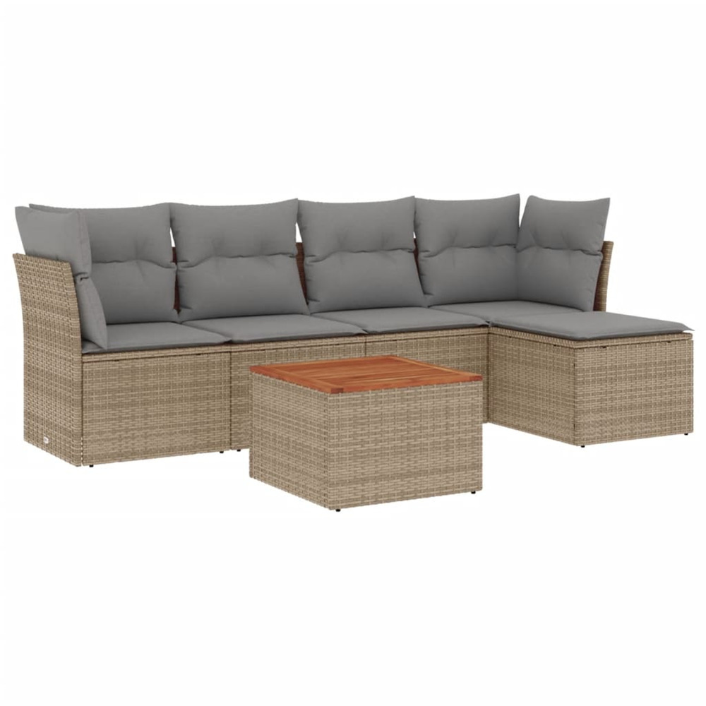 Salon de jardin avec coussins 6pcs mélange beige résine tressée