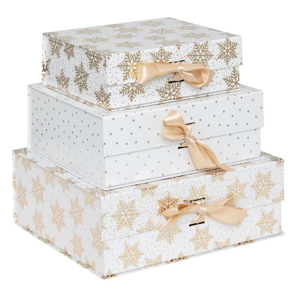 Boite kdo flocon etoiles or x3