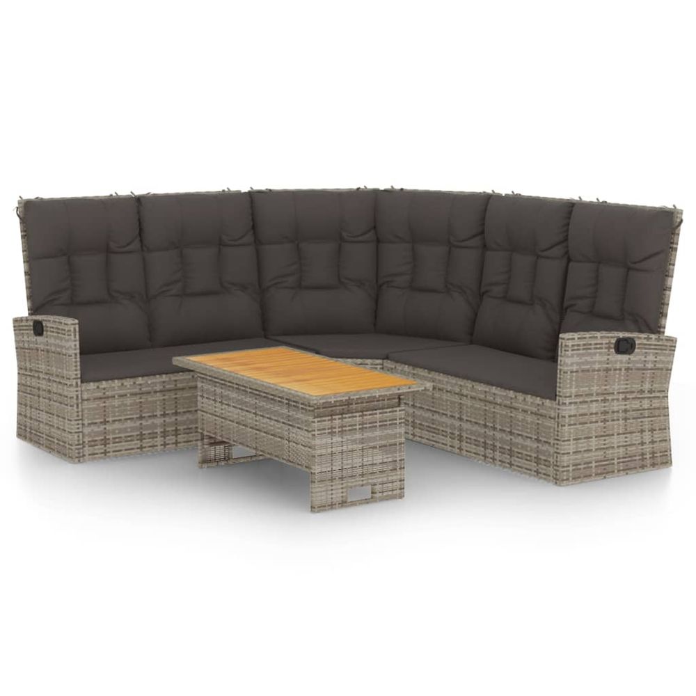 Salon de jardin 2 pcs avec coussins gris résine tressée