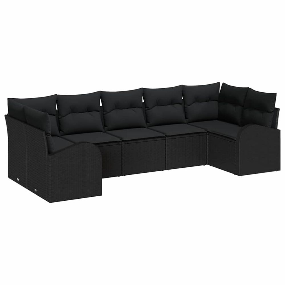 Ensemble de canapé de jardin 7 pc 7 place noir polyrotin