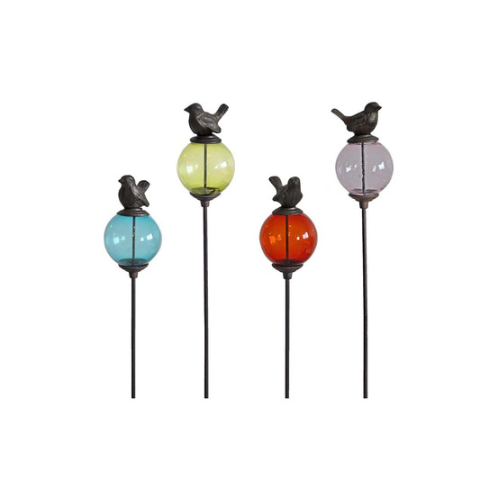 Set de 4 tuteurs boules colorées animaux oiseaux queues hautes
