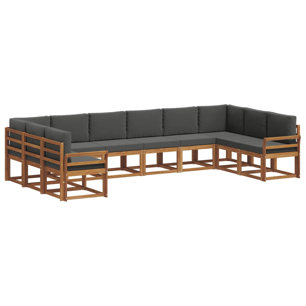 Ensemble de canapés d'extérieur 10 pcs naturel et anthracite