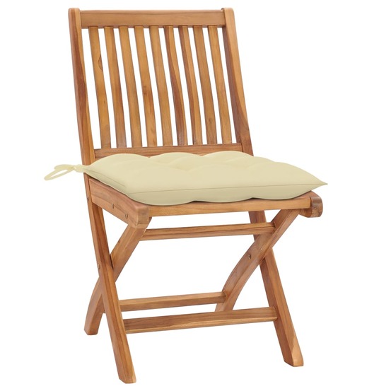 Chaises pliables de jardin avec coussins lot de 4 teck solide