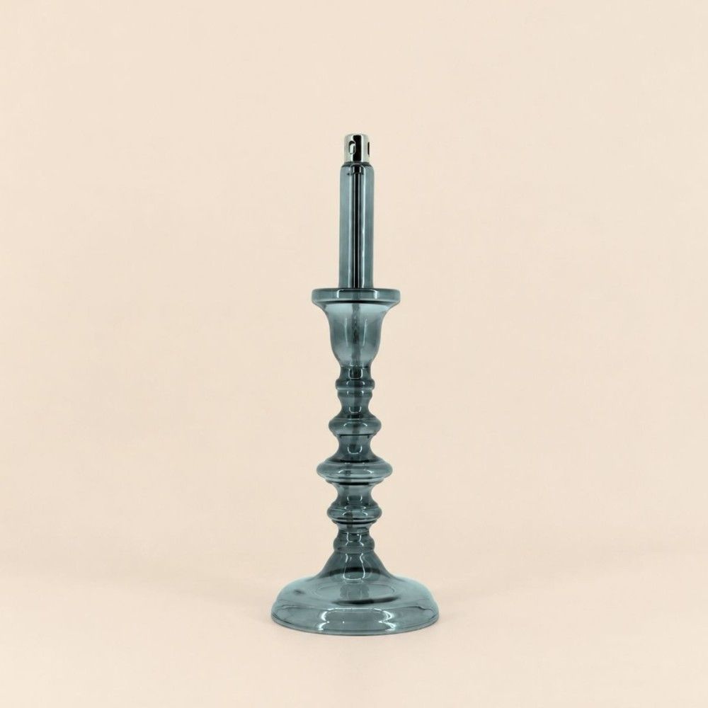 Lampe à huile chandelier en verre soufflé gris 32cm