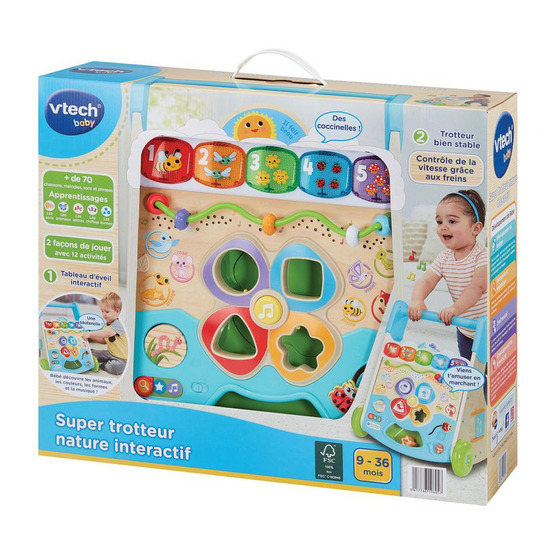 Vtech - trotteur interactif nature pour bébé avec bois certifié fsc