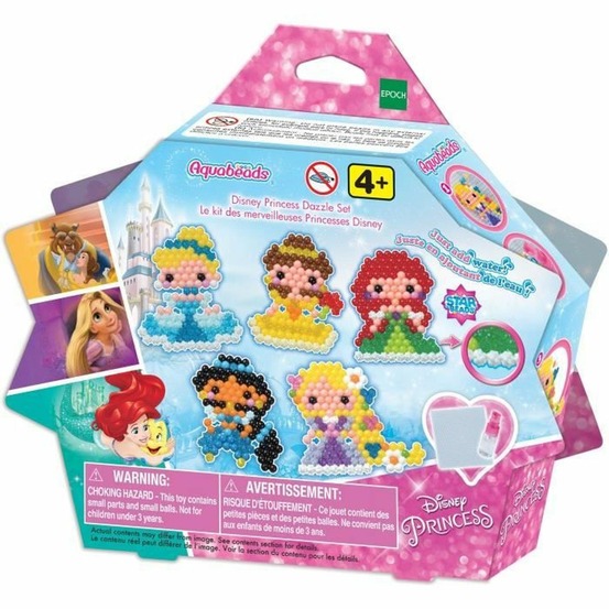800 perles qui collent avec de l'eau aquabeads coffret princesses disney étoiles multicolores
