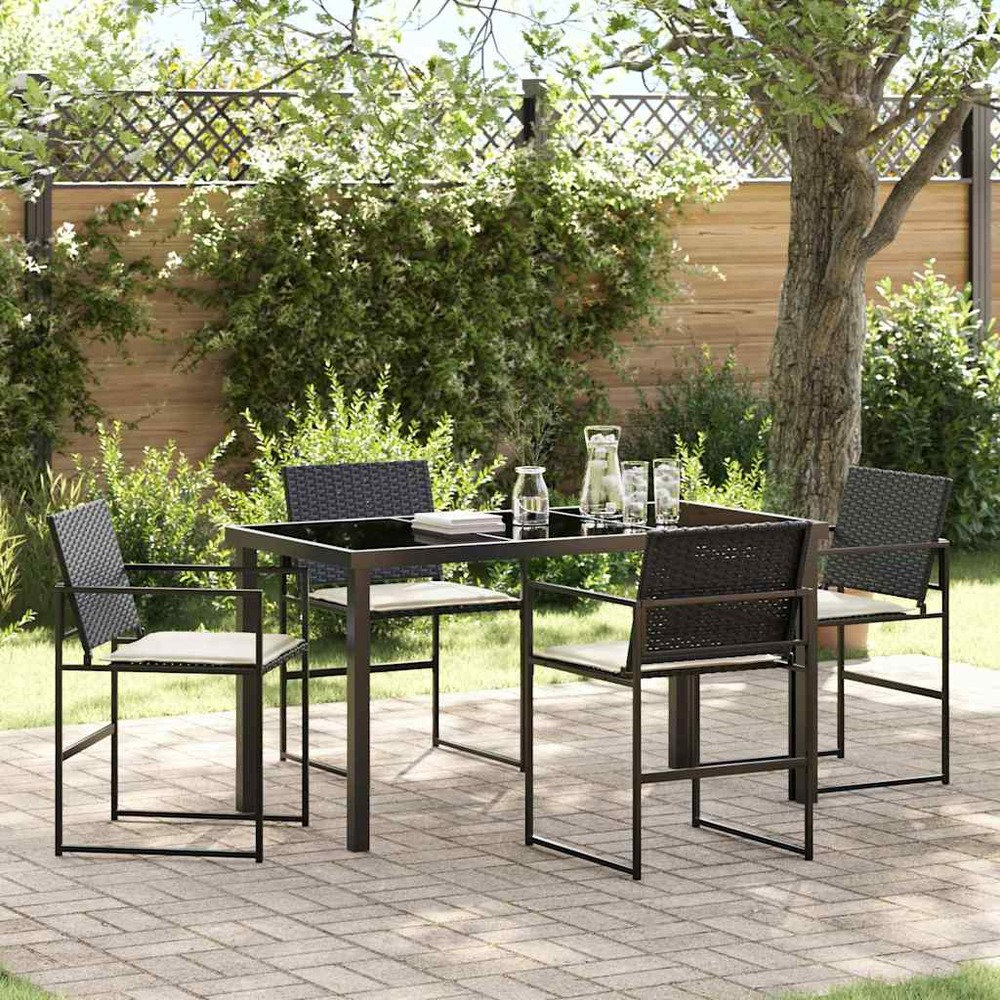 Ensemble de salle à manger pour jardin 5 pcs noir