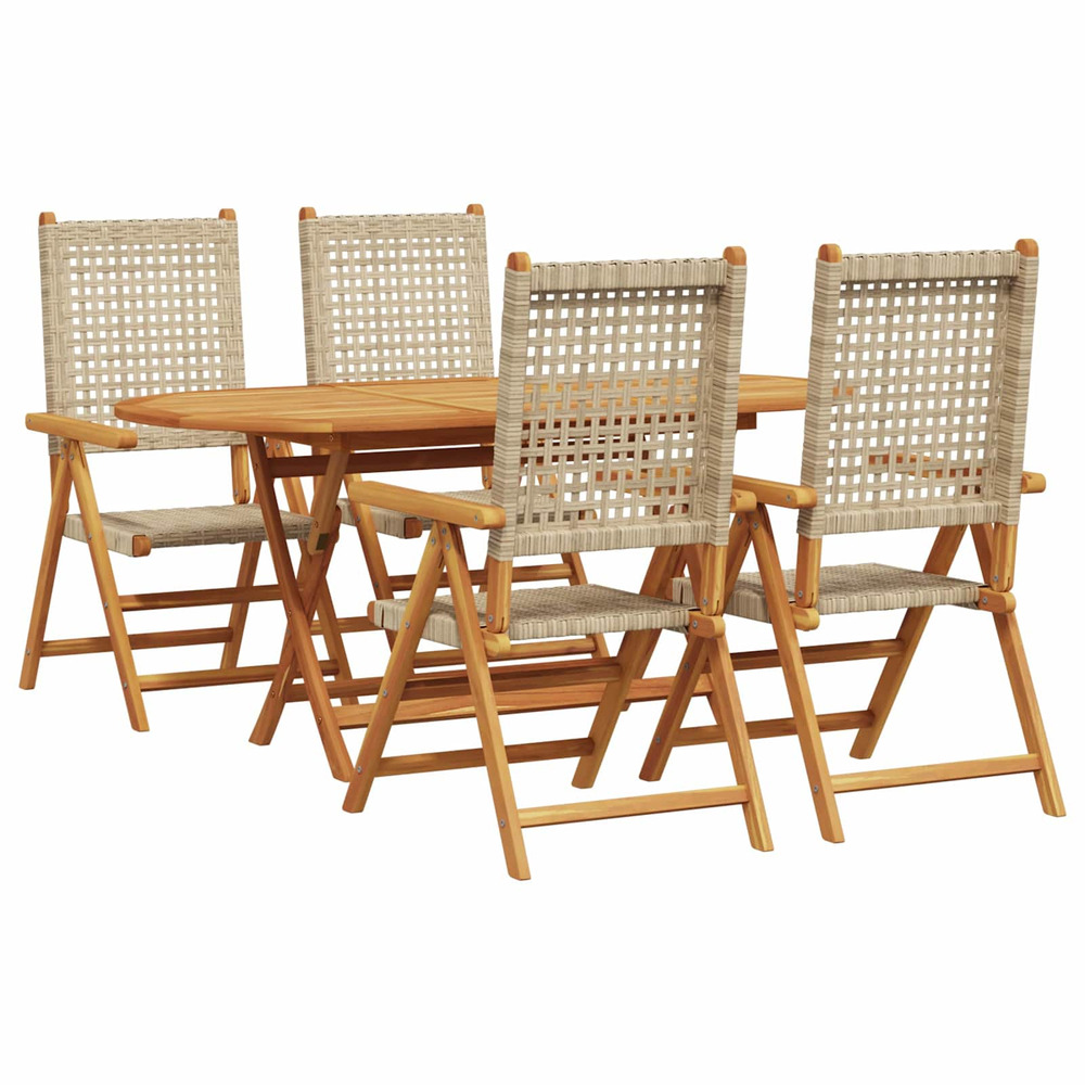 Ensemble de salle à manger pour jardin 5 pcs beige