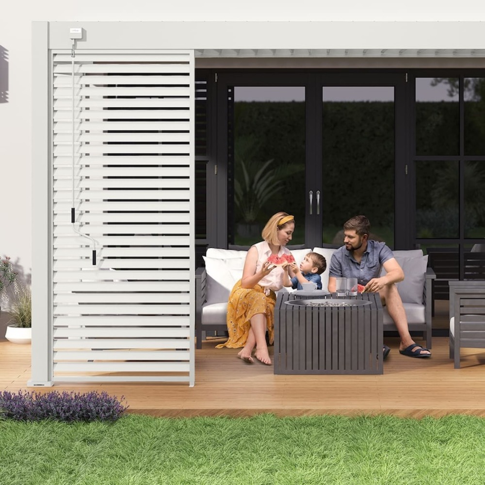 Pergola bioclimatique - ombréa - adossée - 3x4m - blanc - version 2 - 300x400x258 cm