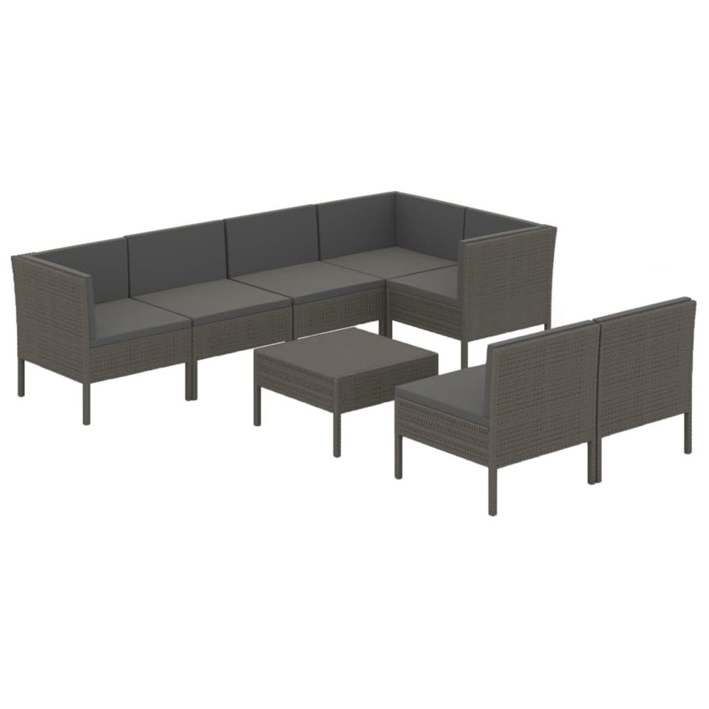 Salon de jardin 8 pcs avec coussins résine tressée gris