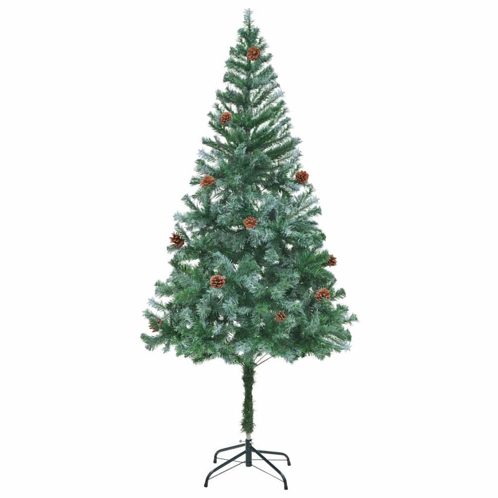 Sapin de noël artificiel enneigé avec pommes de pin pour décoration intérieur 180 cm