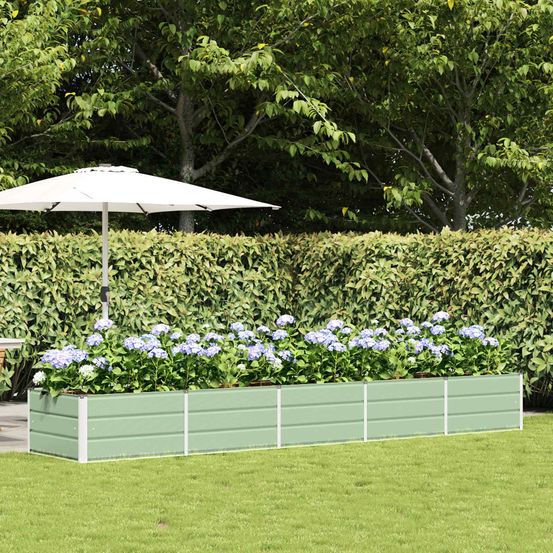 Jardinière xxl acier vert 400x80x45 cm bac de plantation grande longueur