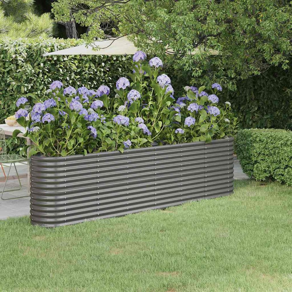 Carré potager surélevé acier galvanisé pour jardin terrasse gris 260x40x68 cm
